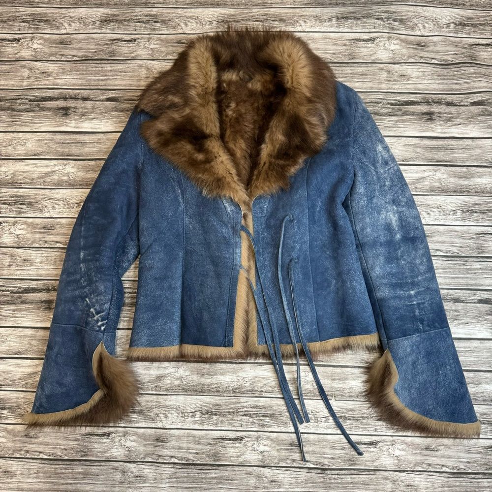 Gold East Spain Women’s Vintage Suede Leather Crop Coat Jacket Medium M - Picture 5 of 16